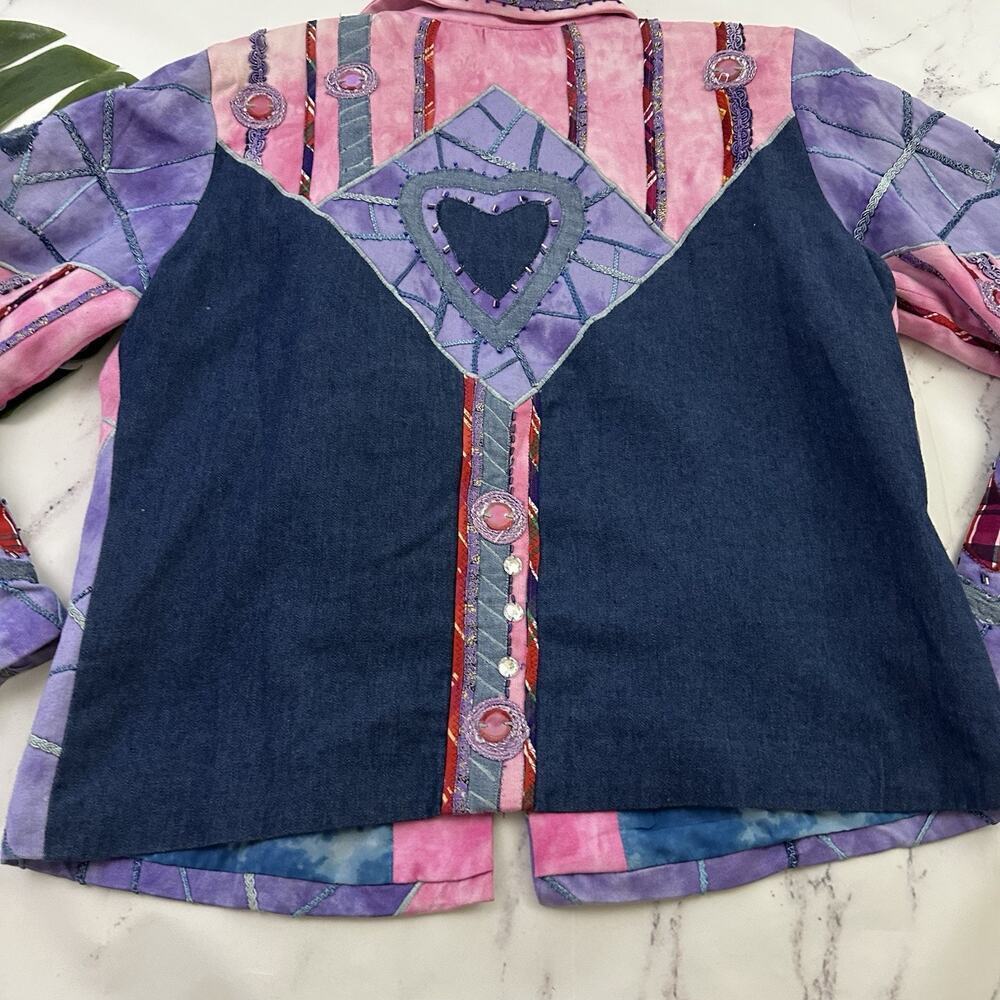 Drapers Damons Womens Vintage 90s Embellished Jacket Size L P Pink Hearts Beaded - Picture 14 of 14
